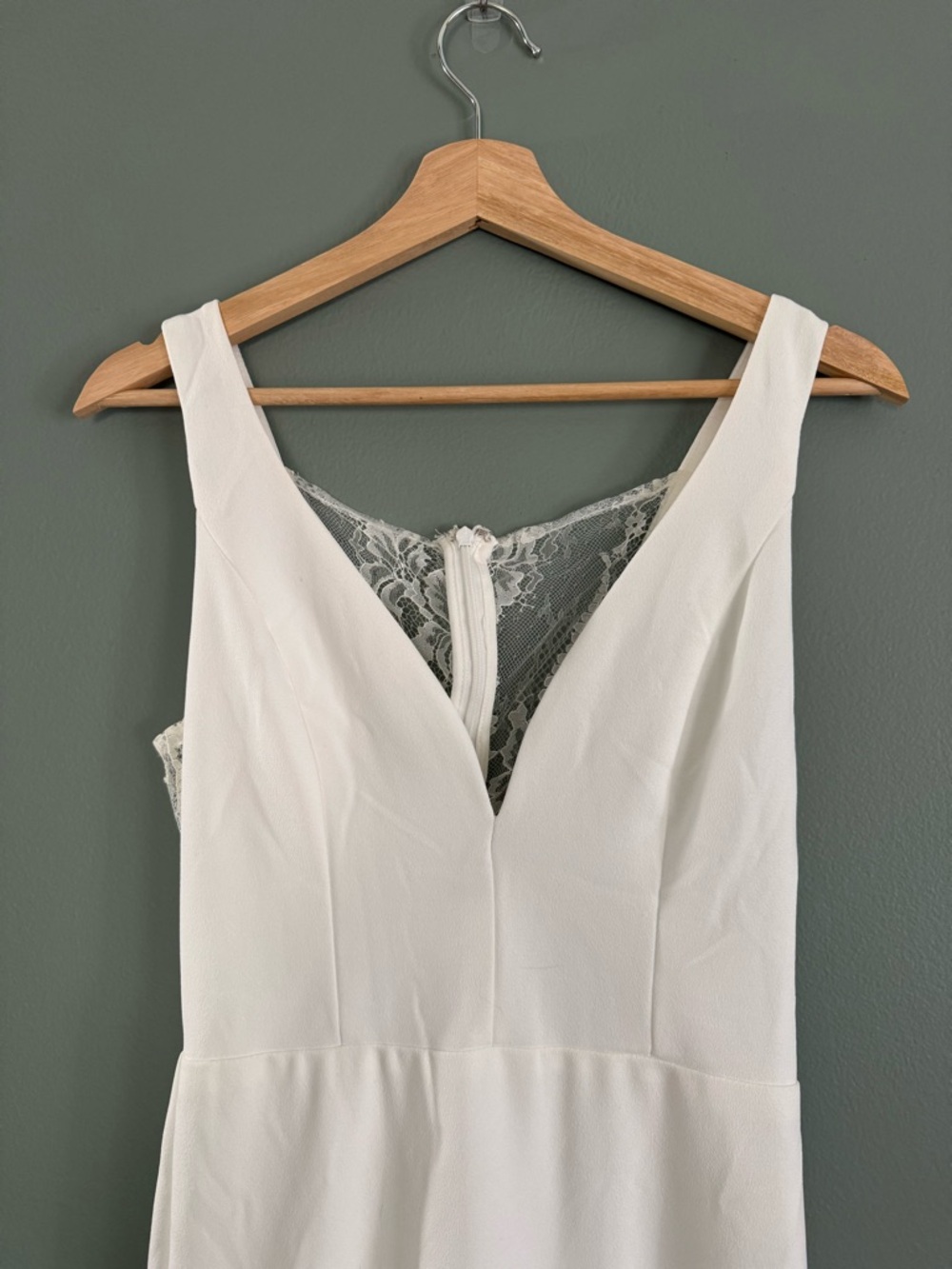 White Sleeveless Lace-Panel Wedding Dress - Picture 7 of 13